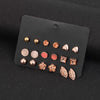 Retro Gold Earrings Set 9 Pairs