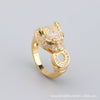 Retro Gold Plated Copper Leopard Bracelet And Ring Jewelry Set With Electroplated Animal Zodiac Design For Men And Women