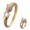 Retro Gold Plated Copper Leopard Bracelet And Ring Jewelry Set With Electroplated Animal Zodiac Design For Men And Women