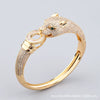 Retro Gold Plated Copper Leopard Bracelet And Ring Jewelry Set With Electroplated Animal Zodiac Design For Men And Women