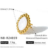 Retro Gold Plated Stainless Steel Oval Ring For Women With Acrylic Inlay And Geometric Design