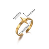 Retro Gold Plated Stainless Steel Wave Open Ring With Star Moon And Opal Details For Women