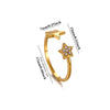 Retro Gold Plated Stainless Steel Wave Open Ring With Star Moon And Opal Details For Women