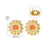 Retro Gold Stainless Steel Pearl Cat's Eye Gemstone Pleated Flower Earrings With Electroplating Design