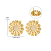 Retro Gold Stainless Steel Pearl Cat's Eye Gemstone Pleated Flower Earrings With Electroplating Design