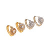 Retro Gold Tone Copper Geometric Heart Inlaid Earrings Fashion Metal Women's Individually Packaged Jewelry