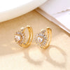 Retro Gold Tone Copper Geometric Heart Inlaid Earrings Fashion Metal Women's Individually Packaged Jewelry