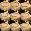 Retro Goldplated Polished Stainless Steel Love Sugar Cube Emerald Women's Jewelry Bracelet