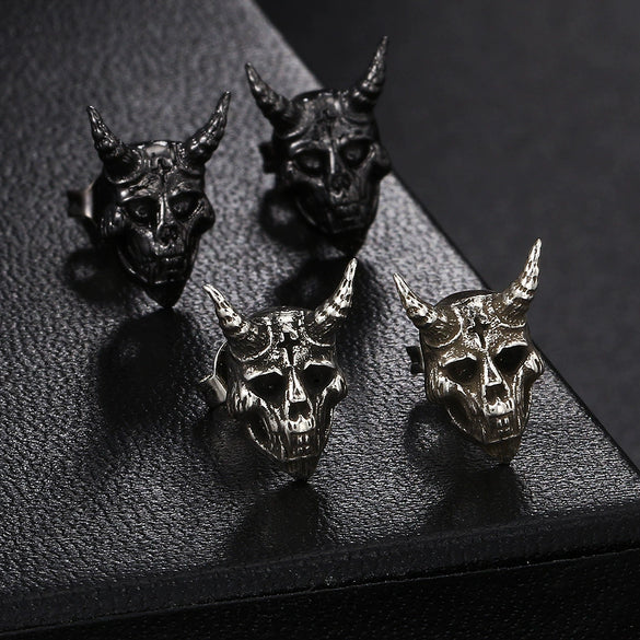 Retro Gothic Punk Skull Hiphop Earrings Copper