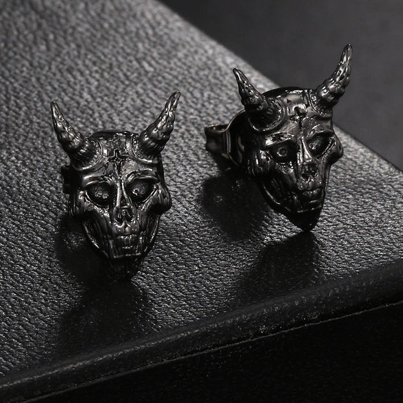 Retro Gothic Punk Skull Hiphop Earrings Copper