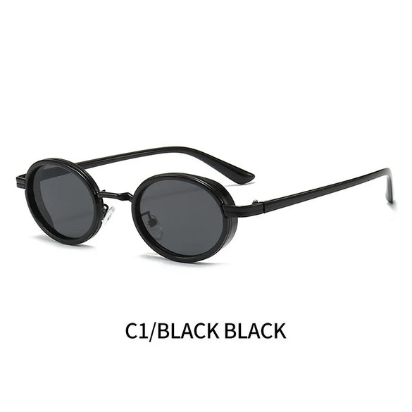 Retro Gradient Color Solid Color Leopard Pc Oval Frame Full Frame Women'S Sunglasses