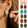 Retro Gradient Resin Gemstone Geometric Square Stud Earrings With Gold Plated Stainless Steel Posts