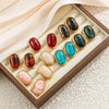 Retro Gradient Resin Gemstone Geometric Square Stud Earrings With Gold Plated Stainless Steel Posts
