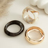 Retro Gradient Resin Wide Round Bracelet With Layered Metal Details And Geometric Polished Design