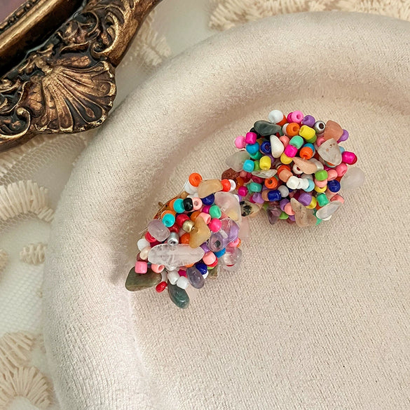 Retro Gravel Starfish Flower Geometric Titanium Steel Women Earrings Electroplated