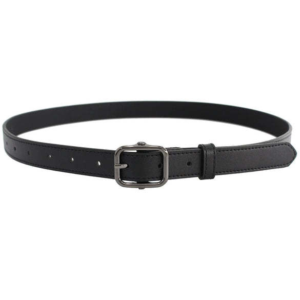 Retro Gun Black Alloy Buckle Faux Leather Fashion Belt For Women All Match Thin Jeans Style