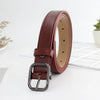 Retro Gun Black Alloy Buckle Faux Leather Fashion Belt For Women All Match Thin Jeans Style