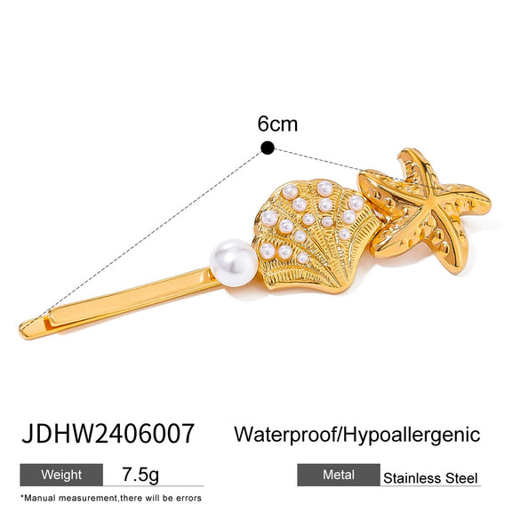 Retro Hairpin Stainless Steel Starfish Pattern Electroplated For Women