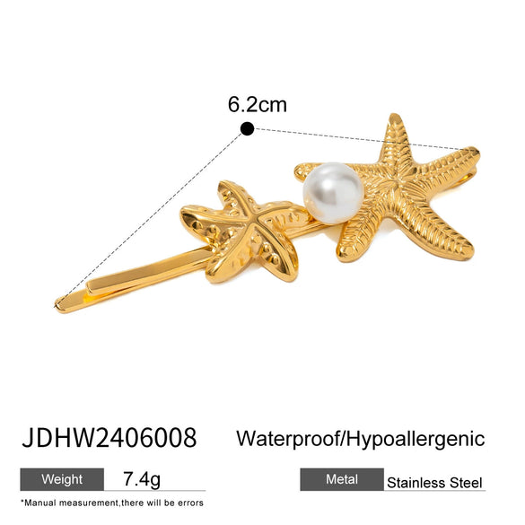 Retro Hairpin Stainless Steel Starfish Pattern Electroplated For Women