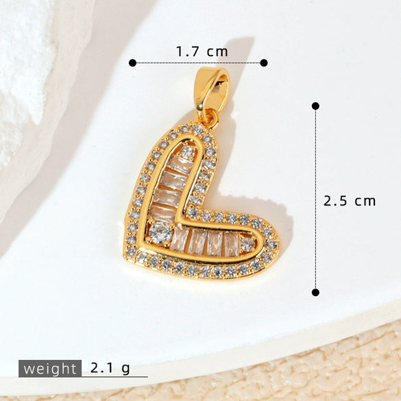 Retro Halfembellished Love Heart Shape Copper Electroplated Pendant Necklace For Women