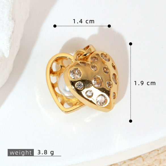 Retro Halfembellished Love Heart Shape Copper Electroplated Pendant Necklace For Women