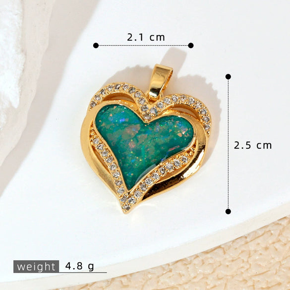 Retro Halfembellished Love Heart Shape Copper Electroplated Pendant Necklace For Women