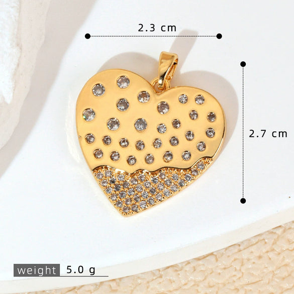 Retro Halfembellished Love Heart Shape Copper Electroplated Pendant Necklace For Women