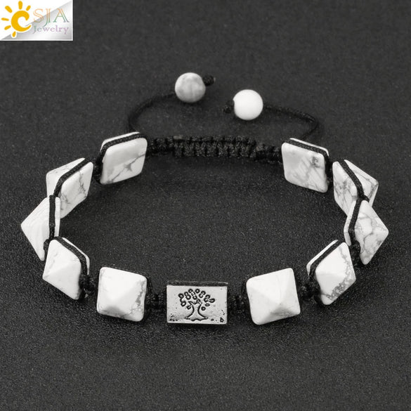 Retro Hand Woven Natural Crystal Bracelet With Tapered Tree Of Life Pendant Colorful Stone Bracelet For Women And Unisex
