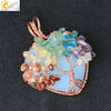 Retro Handmade Agate Heart Shaped Pendant Colorful Crystal Style Semi Precious Stone Unisex Jewelry