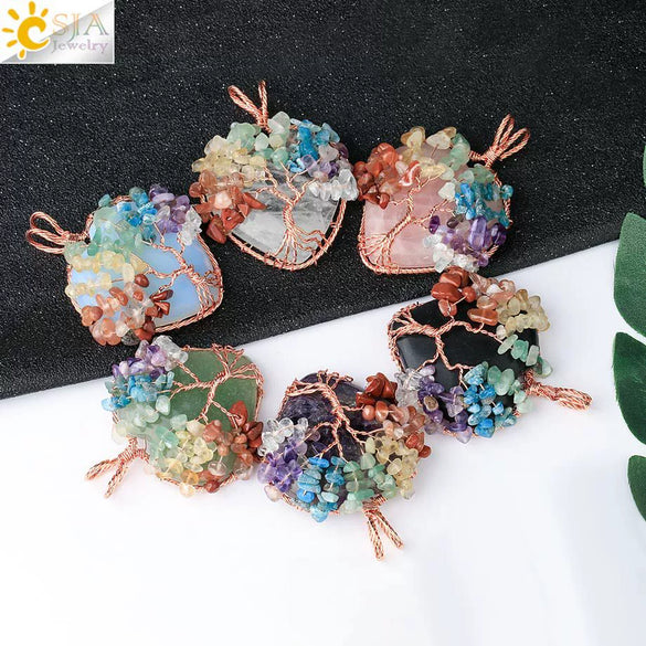 Retro Handmade Agate Heart Shaped Pendant Colorful Crystal Style Semi Precious Stone Unisex Jewelry