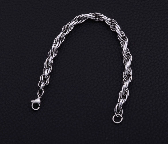 Retro Handmade Braided Wave Bracelet For Men And Women Polished Titanium Steel Stackable Unisex Jewelry