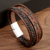 Retro Handmade Leather Braided Bracelets With Alloy Buckle And Electroplating For Men And Women
