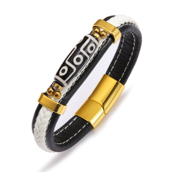 Retro Handwoven Alloy Leather Bracelet Unisex Electroplated