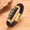 Retro Handwoven Alloy Leather Bracelet With Letters Numbers Text Electroplating For Men And Women