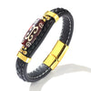 Retro Handwoven Alloy Leather Bracelet With Letters Numbers Text Electroplating For Men And Women