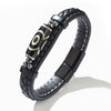 Retro Handwoven Alloy Leather Bracelet With Letters Numbers Text Electroplating For Men And Women