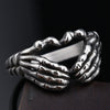Retro Heartshaped Skull Palm Ring In Polished Stainless Steel Motorcycle Style Jewelry For Women And Unisex Wear