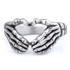 Retro Heartshaped Skull Palm Ring In Polished Stainless Steel Motorcycle Style Jewelry For Women And Unisex Wear