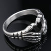 Retro Heartshaped Skull Palm Ring In Polished Stainless Steel Motorcycle Style Jewelry For Women And Unisex Wear