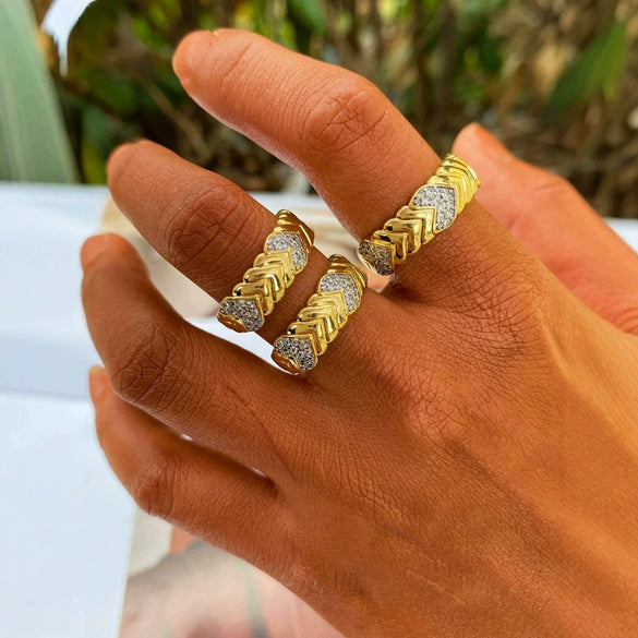 Retro Heavy Industry Style Copper Double Color Electroplated Microinlaid Zircon Opening Ring Bracelet