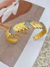 Retro Heavy Industry Style Copper Double Color Electroplated Microinlaid Zircon Opening Ring Bracelet