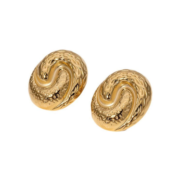 Retro High End Geometric Stainless Steel Earrings For Women With Electroplating Design