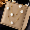 Retro High Grade Sense Chain Tassel Stainless Steel Pearl Beaded Oil Drop Pendant Necklace With Electroplating Treatment