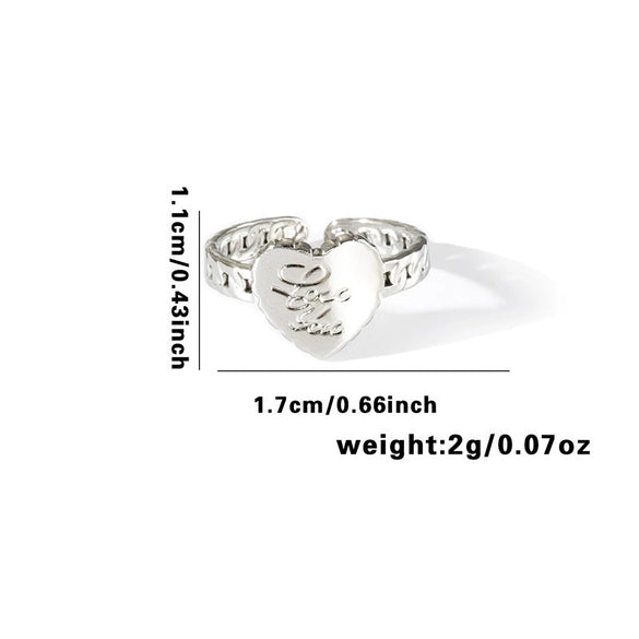 Retro High Grade Titanium Steel Niche Chain Hollow Flower Heart Shaped Love Ring With Electroplating Multi Layer Unisex Ring