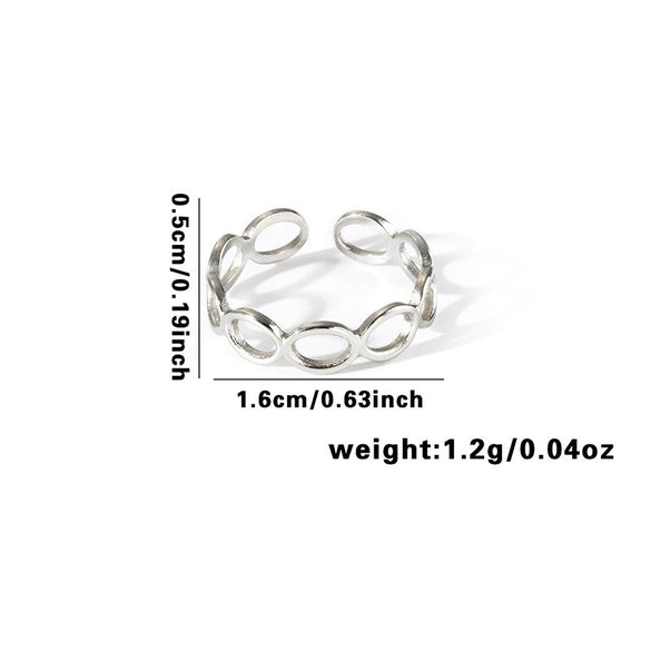 Retro High Grade Titanium Steel Niche Chain Hollow Flower Heart Shaped Love Ring With Electroplating Multi Layer Unisex Ring