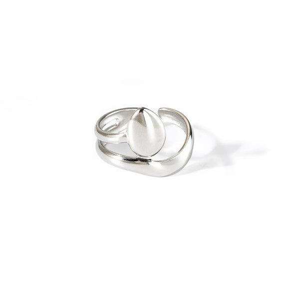 Retro High Grade Titanium Steel Niche Chain Hollow Flower Heart Shaped Love Ring With Electroplating Multi Layer Unisex Ring