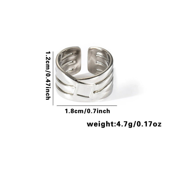 Retro High Grade Titanium Steel Niche Chain Hollow Flower Heart Shaped Love Ring With Electroplating Multi Layer Unisex Ring