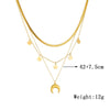 Retro Highend Goldplated Titanium Steel Round Moon Accessories Multilayer Stacked Women's Jewelry Necklace