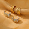 Retro Highend Pleated Stainless Steel Earrings For Women With Diamondencrusted And Electroplating Design