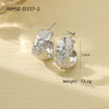 Retro Highend Pleated Stainless Steel Earrings For Women With Diamondencrusted And Electroplating Design